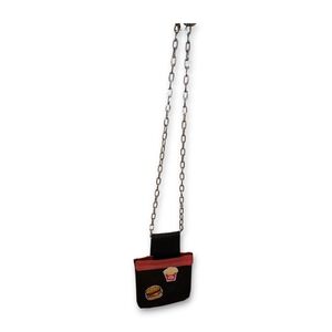 Stylish Black and Red Faux Leather Crossbody/Belt Bag With Patches